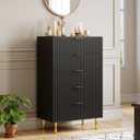 GarveeHome Black Dresser, Modern 5 Drawer Dresser for Bedroom with Gold Handle and Large Drawer, Wood Double Chest of Drawers and Storage Organizer for Living Room, Hallway, Entryway