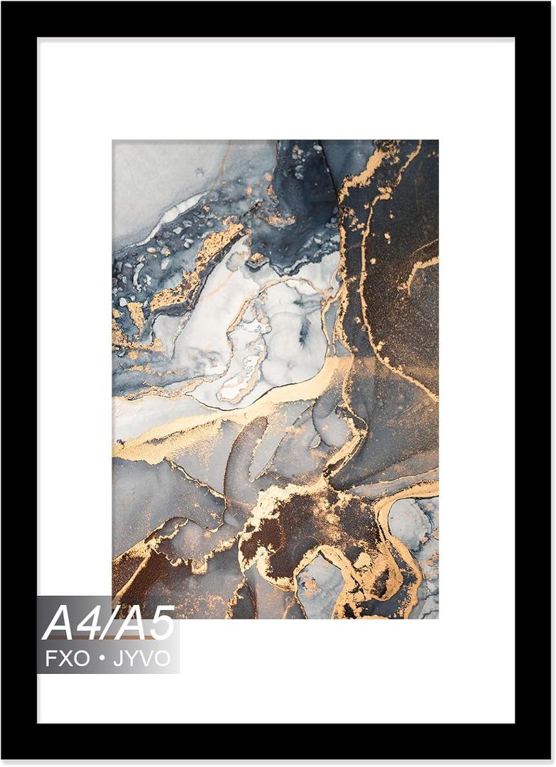 A4 Frame, Display Picture A5 with Mat or Without Mat, Light Weight and High Transparent Photo 8.3 x 11.7 Frame for Wall - 1 Pack/Black