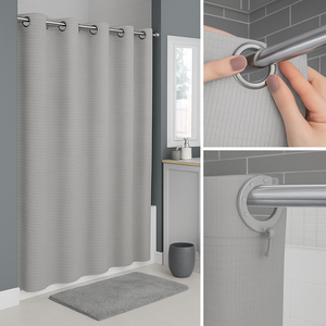 Zenna Home Value InstaCurtain Norwalk Seersucker Fabric Shower Curtain, White, 70 x 74 Inches 