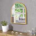 10x13 inch Gold Small Arched Wall Mirror Space-Saving Design for Bathroom Vanity Entryway or Narrow Spaces Brushed Metal Frame Distortion-Free Reflection (13"L x 10"W)