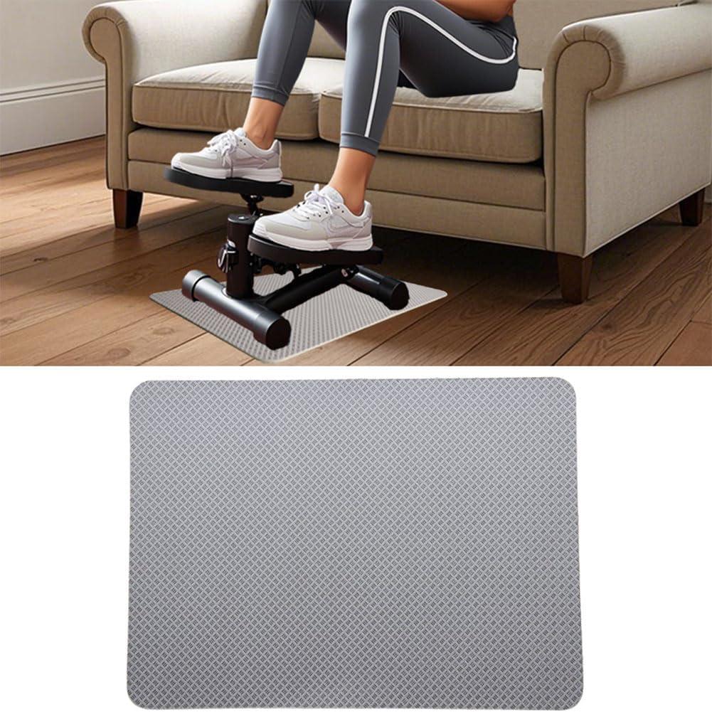 Double-Sided Non Slip Mat for Stepper Exercise Machine & Under Desk Mini Elliptical Exercise Equipment, Small Workout Floor Protection Mat for Seated Pedal Exerciser, Indoor Cycling Bike (Gray)