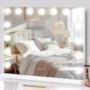 NUSVAN Vanity Mirror with Lights Lighted Makeup Mirror with 15 Dimmable LED Bulbs, 3 Color Lighting Modes, USB Charging Port Touch Control, Sturdy Metal Frame Design 22.8x18 Inch, White