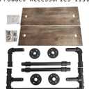 Industrial Bathroom Shelves Wall Mounted 2 Tiered,24in Pipe Shelving Wood Shelf with Towel Bar,Rustic Farmhouse Towel Rack,Metal Floating Shelves Towel Holder,Iron Distressed Shelf Over Toilet