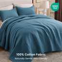 Love's cabin Queen Size Cotton Quilt Set, 100% Cotton Fabric Striped Textured Coverlet with Crinkled Look, Lightweight Quilted Bedspread for All Season, Includes 2 Pillow Shams, Misty Blue, Queen(90"x96")