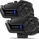Motorcycle Helmet Bluetooth Headset, B2X Helmet Communication System Motorcycle Bluetooth Intercom with Noise Cancellation, Music Playback - for Dirt Bikes and Motorbikes 2 Pack