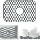 SAMSIER Sink Protectors for Kitchen Sink 13x11 &16x12 &19x14 &22x13 &24x13 &26x14 &28x14 &30x16, Large Silicone Sink Mats Grid for Bottom of Farmhouse Sink (19”x13”, Center Drain)