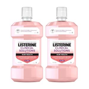 Listerine Clinical Solutions Gum Health Antiseptic Mouthwash, Antigingivitis & Antiplaque Oral Rinse Kills Germs for Healthier Gums, Reduces Gingivitis in 1 Week, ICY Mint, Twin Pack, 1 L, 2 Pack
