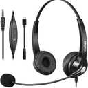 Callez 3.5mm Headset with Microphone Noise Cancelling for Cell Phone PC Laptop, Stereo Computer Headphones for iPhone Android Call Center Office Skype, in-line Control, Clear Chat (Gray-Binaural)