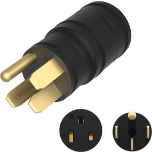 ENERLITES NEMA 14-50P to 6-50R Compact Adaptor, 4 Male Plug to 50 Amp 3 Prong Female Receptacle, 50A, 240V, 66352, Black