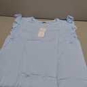 KIRUNDO Womens Summer Tops 2025 Trendy Ruffle Cap Sleeve Casual T Shirts Crewneck Basic Tee Cute Blouses Clothing(Light Blue, XX-Large)