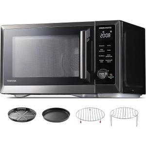 TOSHIBA Countertop Microwave Oven Air Fryer Combo, Inverter, Convection, Broil, Speedy Combi, Even Defrost, Humidity Sensor, Mute Function, 27 Auto Menu&47 Recipes, 1.0 cu.ft/30QT, 1000W (Black)