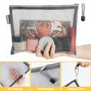 6 Pack Mesh Cosmetic Bags, Nylon Makeup Pouches with Zipper for Home Office Purse Diaper Bag (Grey)