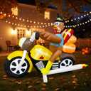 7FT Length Thanksgiving Inflatable Turkey Riding Motorcycle Decorations LED Lighted Blow Up Decoration Decor Home Yard Outdoor Indoor Decoration