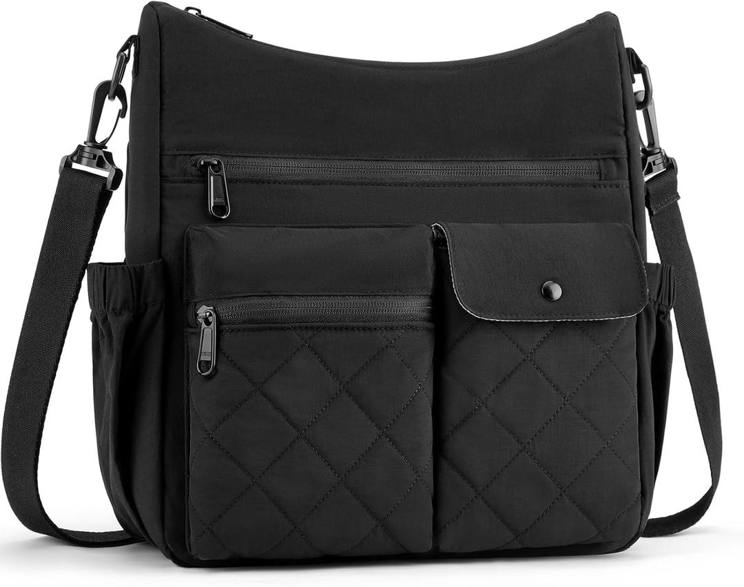 BAGSMART Crossbody Bags for Women, Puffy Handbags Shoulder Purses for Women, Travel Tote Bag with Multi Pockets (Black)