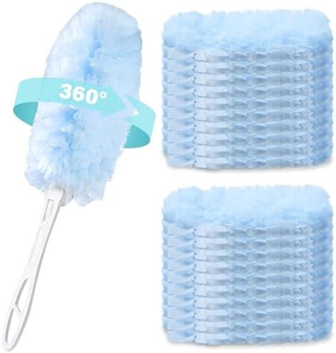 Pack of 2, Compatible Duster Refills for Swiffer - 360 Heavy Duty Disposable Microfiber - 20 Count with 1 Foldable Handle - Ergonomic Design Efficient Cleaning for Home Offices Schools and Commercial Spaces