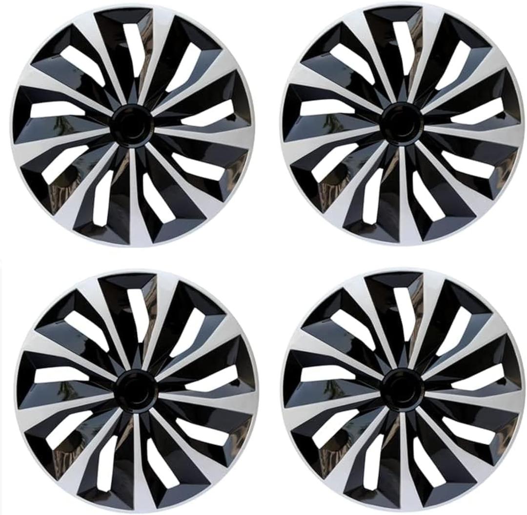 Hubcap Wheel Cover Replacement R15 Hub Caps Universal Wheel Rim Cover ABS Material Exterior Accessories for Car Truck SUV -Set of 415-inchSilver-Black (TT-Silver-Black)
