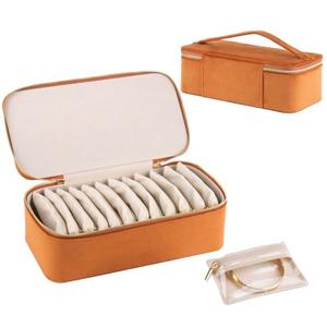 HofferRuffer Jewelry Box Organizer for Women Girls, Travel Jewelry Case with 12 Portable Zipper Bags, Jewelry Storage Ideal for Travel & Home Organization (12pcs-Brown Velvet)