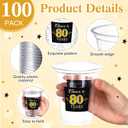 Funnymoom 100 Pack 80th Birthday Cup 12 oz Cheers to 80 Years Happy Birthday Disposable Clear Plastic Cups for Him Men Women Wedding Anniversary Decorations Party Favors