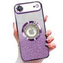 Misscase for iPhone Air Magnetic Glitter Case Compatible with MagSafe,Full Protection Slim Shockproof Case with Camera Lens Protector Plating Bling Cover Case for iPhone 17 Air 6.5" Purple