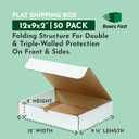Boxes Fast Small Business Packaging, Shipping Box 12.125"L x 9.25"W x 2"H Bulk 50-Pack | Cardboard, Gift, Storage, Large, Double Wall Corrugated Boxes