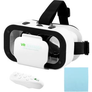 V5 VR Headset for Phone,3D Glasses Headset Helmets Virtual Reality Headset with Bluetooth Controller,Adjustable Pupil Distance VR Goggles for Movies Games,4.7-6 Screen