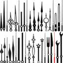 Mudder 14 Styles Black Clock Hands Only Clock Movements Clock Mechanisms, Non Ticking Hands, Clock Hands Replacement Kit Made of Aluminum, DIY Clock Parts for Clock Repair, 14 Kinds of Size, Black