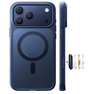 TORRAS Stronger Magnetic & Shockproof for iPhone 17 Pro Max Case, Fit for MagSafe, MilGrade Drop Protection, Camera Control, DIY Button, Slim for iPhone 17 Pro Max Phone Case Translucent Deep Blue
