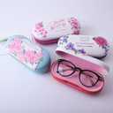 2-In-1 Glasses Case Len Case & Eye Glasses Double Layer Storage Case with Mirror - Fresh Creative Double Sided Portable Design Perfect for Home, Office and Travel (Pink)