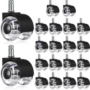 BBTO 20 Pcs Office Chair Wheels Replacement Bulk 2 Inch Swivel Heavy Duty Caster Wheels Rolling Desk Chair Casters Quiet for Hardwood Floors and Carpets, Easy Installation and Universal Fit