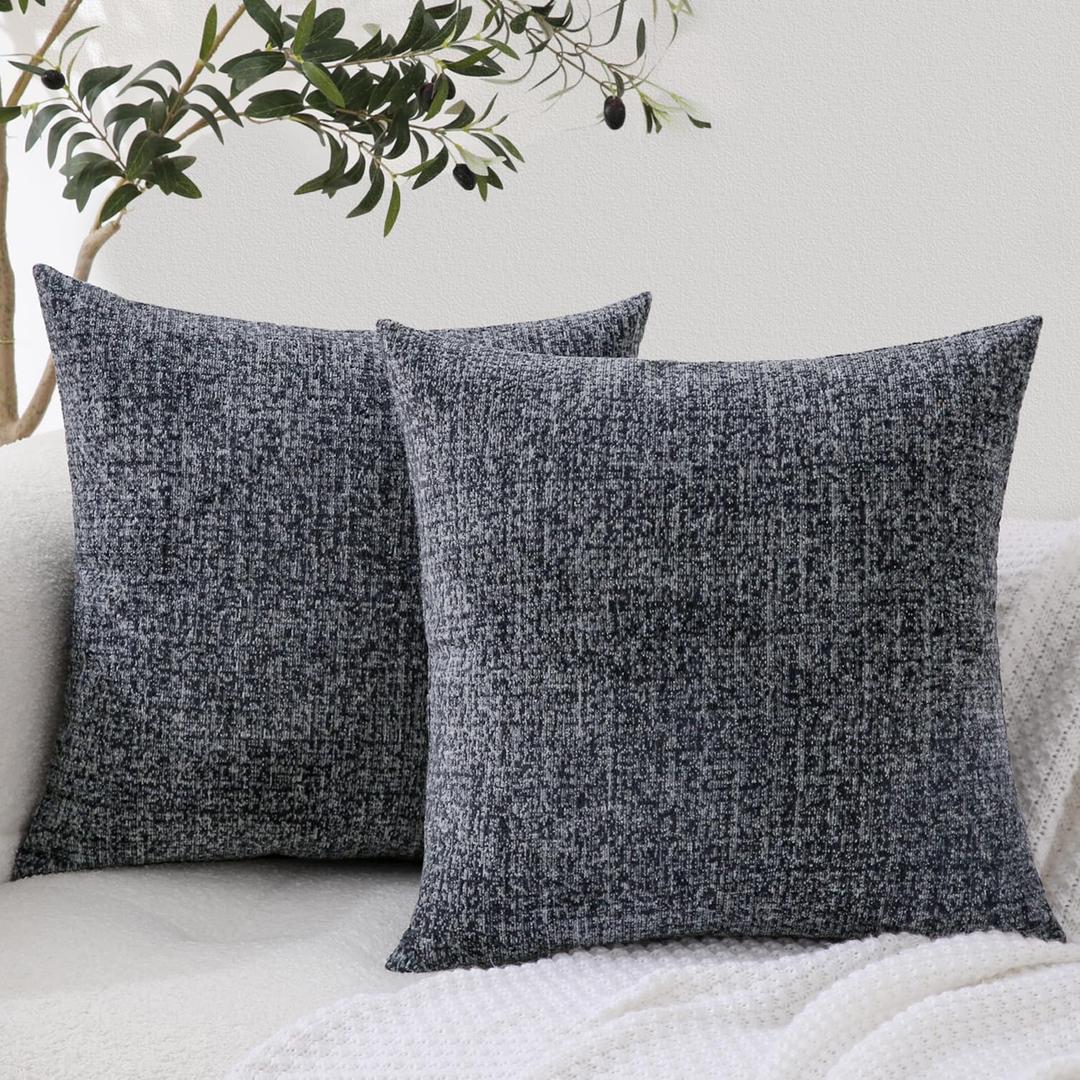 Artcest Set of 2 Soft Decorative Throw Pillow Covers Cozy Textured Cushion Cases for Couch Bed and Living Room, 18"x18" (Grey)