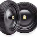 4.00-6 Flat Free Solid Polyurethane Tire and Wheel 2 Pcs, 13 Inch PU Airless Tires Replacement with 5/8" Ball Bearings, Easy Fit for Lawn Garden Carts, Hand Trucks, Generators More, 2 Pack