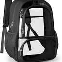 KIMNERPU Clear Backpack, Fabric & PVC Transparent Backpack with Reinforced Strap for Women Men, Heavy Duty Transparent Bookbag, Large Capacity Clear Bag, Travel, Security, Black