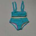 YOUNGER TREE Toddler Baby Girls Swimsuit Two Piece Solid Color Stripe Swimwear Summer Beach Bikini Bathing Suit (5-6 Years, Green-Blue)