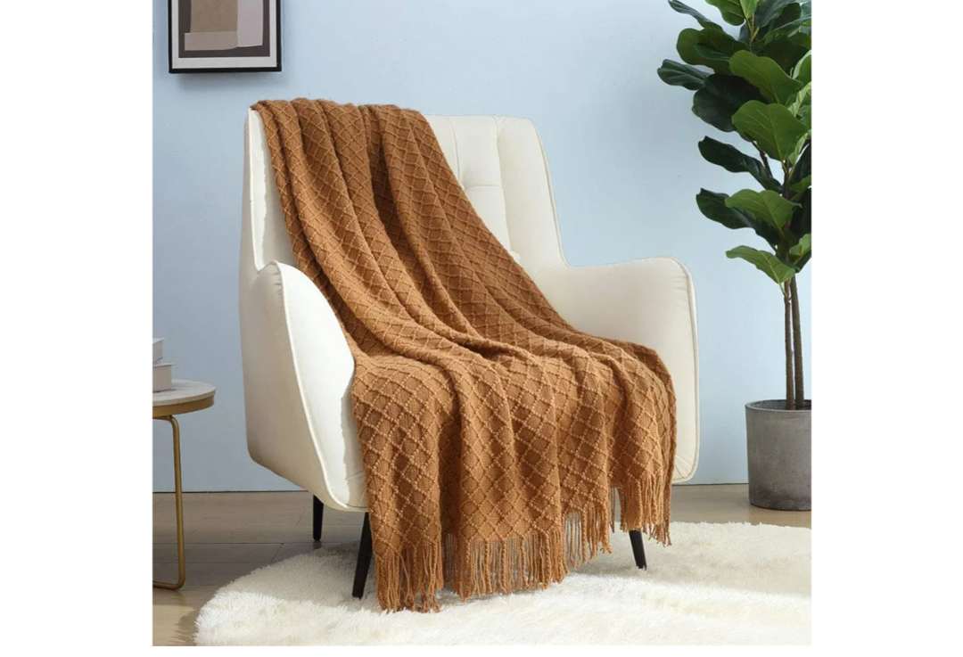 CREVENT Home Farmhouse Decor Rustic Couch Sofa Chair Bed Throw Blanket, Soft Warm Light Weight for Travelling in Spring Summer (50''X60'' Brown)