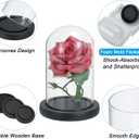 PATIKIL 7.7"x3.9" Clear Cloche Glass Dome, Glass Bell Jar Display Case Tabletop Centerpiece with Black Wooden Base for Christmas Home Decor