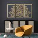 Resama 3 Pcs Lotus Flower Wall Art Decor Metal Mandala Wall Decor Unique Lotus Flower Wall Art for Living Room, Bedroom, Office and Yoga Room Hanging Decor(Gold,Large) (43L" x 22W")