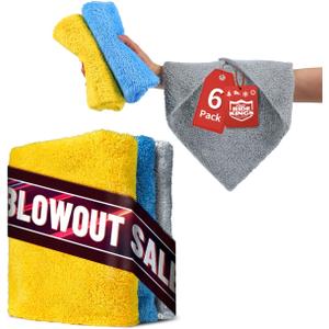 Microfiber Towel for Car Cleaning,Cleaning Supplies Upgraded 450gsm Ultra-Thick,Washcloths Detailing,Exterior Interior Microfiber Rags 16in x 16in(6-Pack)