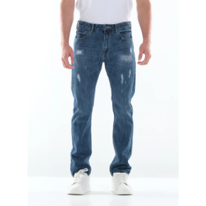 LEE MENS STRAIGHT SLIM DENIM PANTS IN BLUE DAMAGE 34/33
