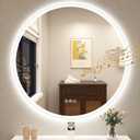 28" LED-Bathroom-Mirror-with-Lights, Wall-Mounted with Bluetooth Speaker, Anti-Fog, 3 Color Temperature, Dimmable Brightness, Waterproof, Tempered Glass, Frontlit & Backlit, Round (28"L x 28"W, Silver-round)