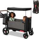Radio Flyer Atlas Stroll 'N Wagon, Atlas Gray, for Ages 1+, 3-in-1 Push or Pull Versatility, One-Hand Fold, UV Canopy, 5-Point Harnesses, Storage Capabilities, Rubber Wheels, Stroller Wagon for Kids