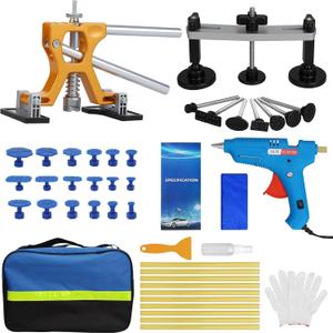 Car Dent Puller Kit, 45Pcs Body Repair Tools Paintless Dent Removal Tool with Adjustable Dent Lifter & Bridge Puller, Hail Damage Repair Kit for Car Refrigerator Door Ding