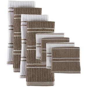 DII Basic Ribbed Terry Kitchen Basics Collection, Mocha, Kitchen Set, 5 Piece