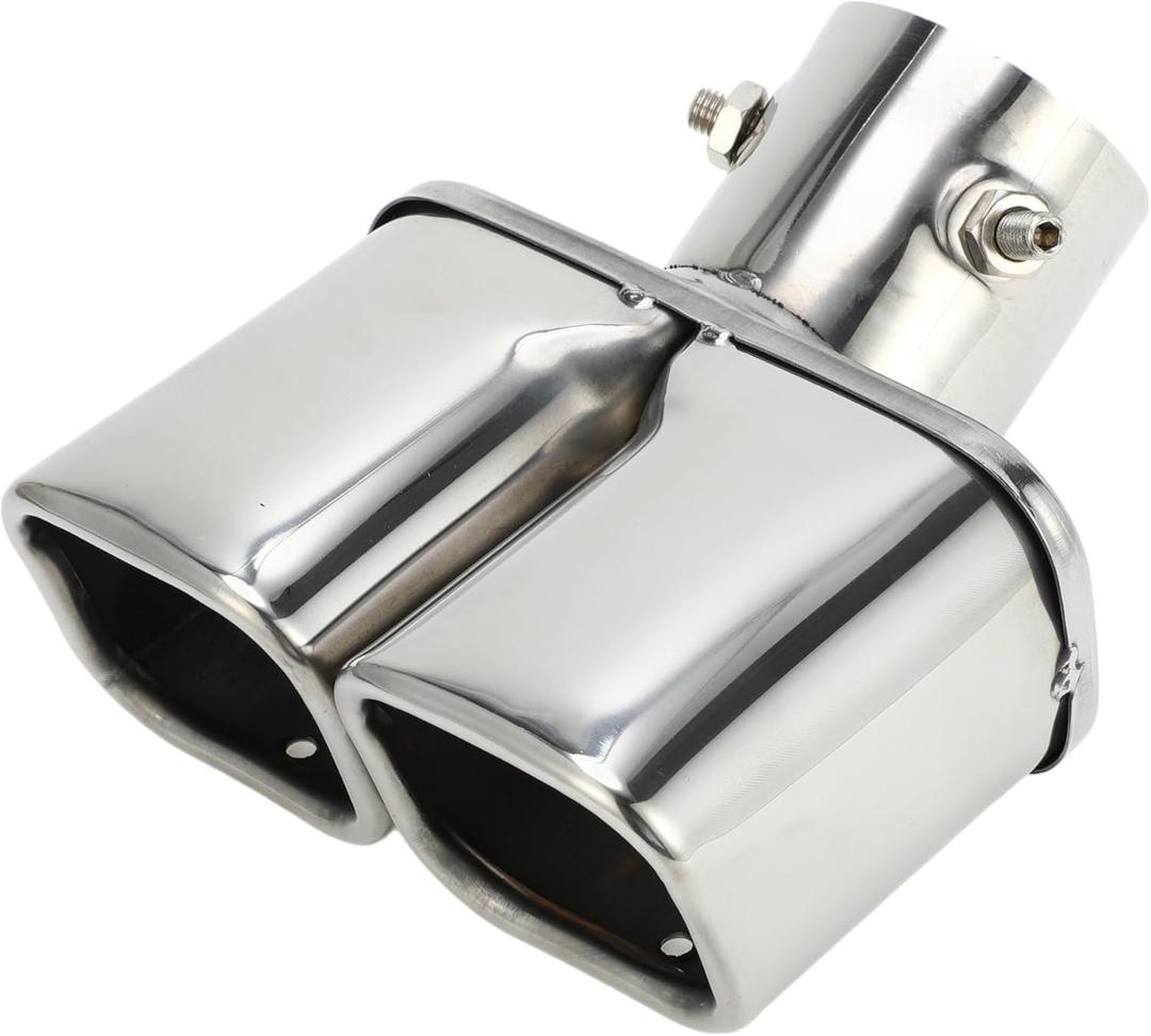 1 Pc Square Curved Slant Cut Dual Exhaust Tip for Toyota Raize Bolt on 2.4" Inlet 6.7" Length Stainless Steel Silver Tone Rear Tailpipe