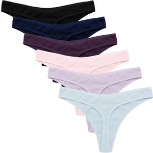 Ekouaer Womens Thongs Invisible Panties No Show Seamless Low Waist Breathable G-String Cotton Thongs 6 Pack, XX-Large, Multicolored 9