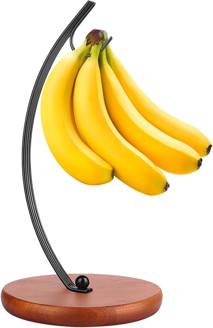Banana Holder Stand - Hanging Hook Stands, Banana Hanger Hook Stand for Kitchen Counter (Modern, Black)