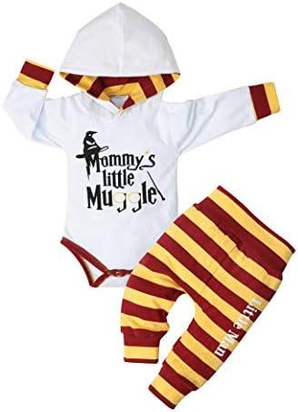 Fommy Baby Boy Clothes Flannel Plaid Outfits Long Sleeve Hoodie Romper Fall Winter 2 Pcs Clothes for Boy, 9-12M