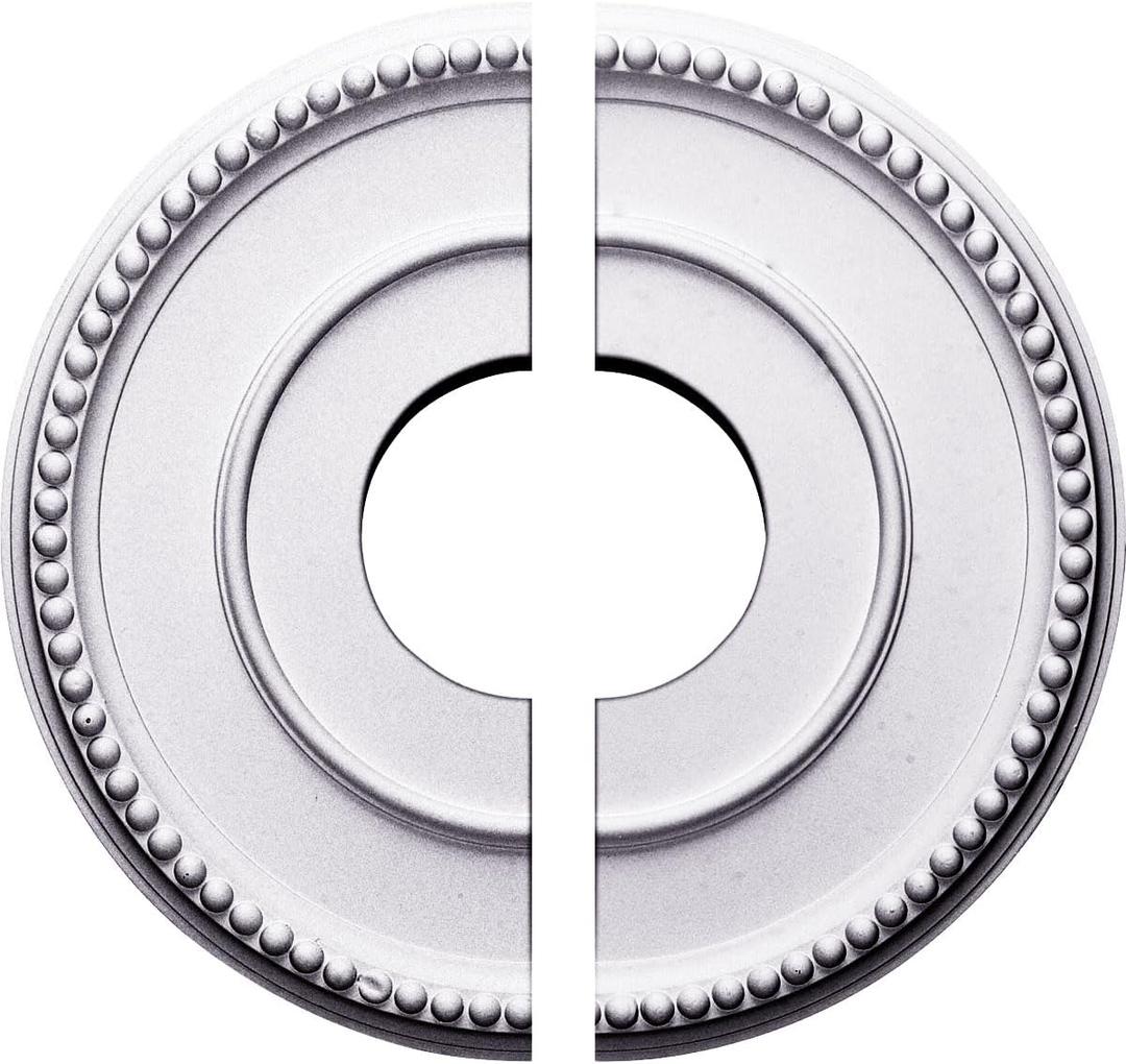 Ekena Millwork CM12BR2 Bradford Split Ceiling Medallion, (12-1/2"Outer Diameter, 3-7/8"Inner Diameter, 3/4"Projection, 6-5/8" Canopy)., Factory Primed