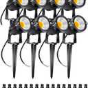 5W Low Voltage Landscape Lights Outdoor 12V AC/DC LED Landscape Lighting 3000K Warm White Waterproof Garden Spotlights 500LM COB Landscape Pathway Lights for Yard,Tree (8Pack with Connectors) (Classical)