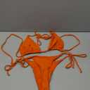Women's 2 Piece Swimsuit Halter String Bikini Adjustable Bathing Suit, Orange, Size M