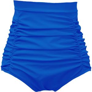 COCOPEAR Women's Ruched High Waisted Bikini Bottom Retro Vintage Swim Short Tankinis (Purple, Medium)